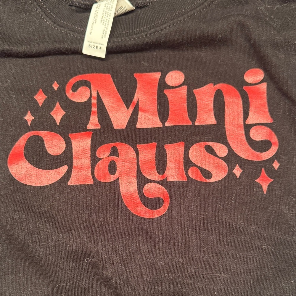 Rabbit Skins Kids Sweatshirt - Black with Red 'Mini Claus' Design - Picture 3 of 3
